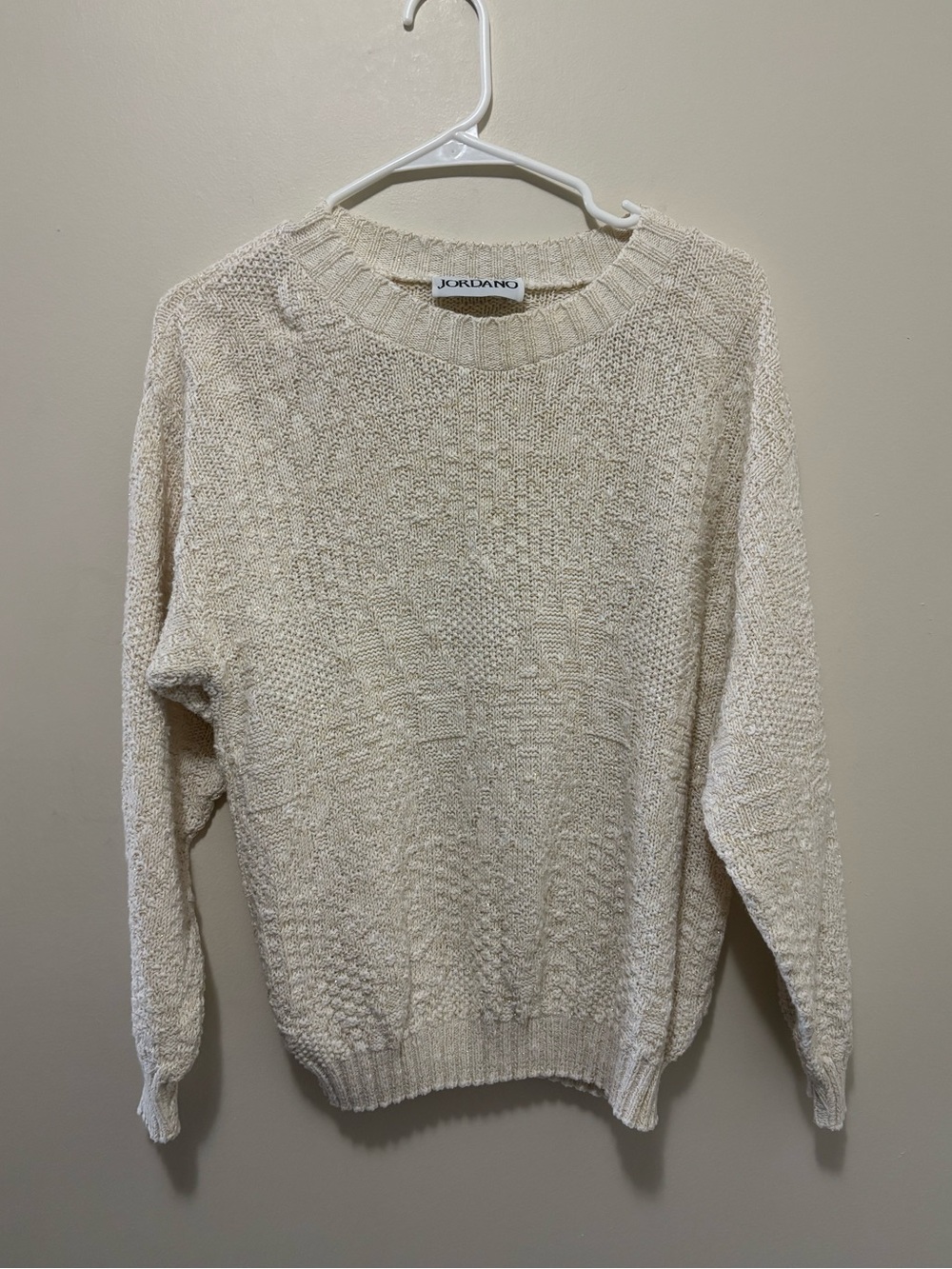 Vintage Jordano Cream Metallic Gold Fleck Crewneck Sweater